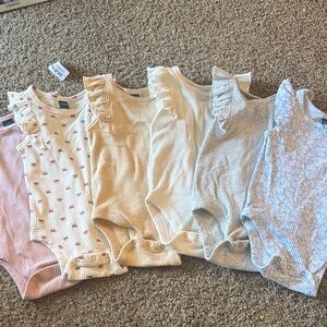 Set of 6 Old Navy Kids One Pieces Bodysuits - Pink, Cream, Blue